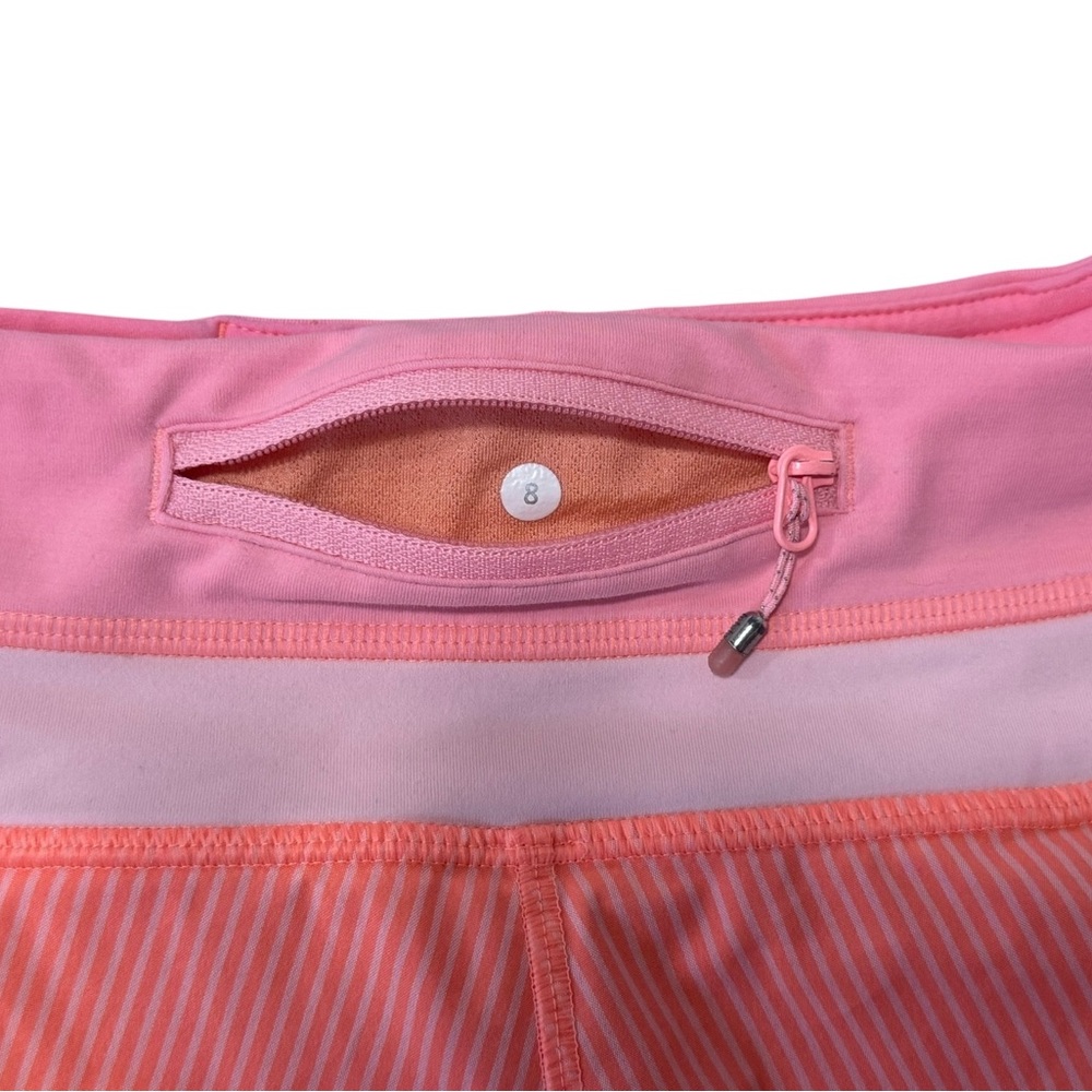 Lululemon Speed Up Shorts Coral & Pink Stripes Running Size 8 colorful - Picture 4 of 5